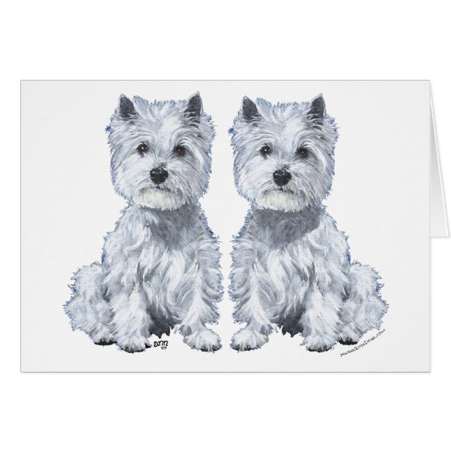 ¡Terrier West Highland Blanco Sentados Gemelos! (Anverso (Horizontal))