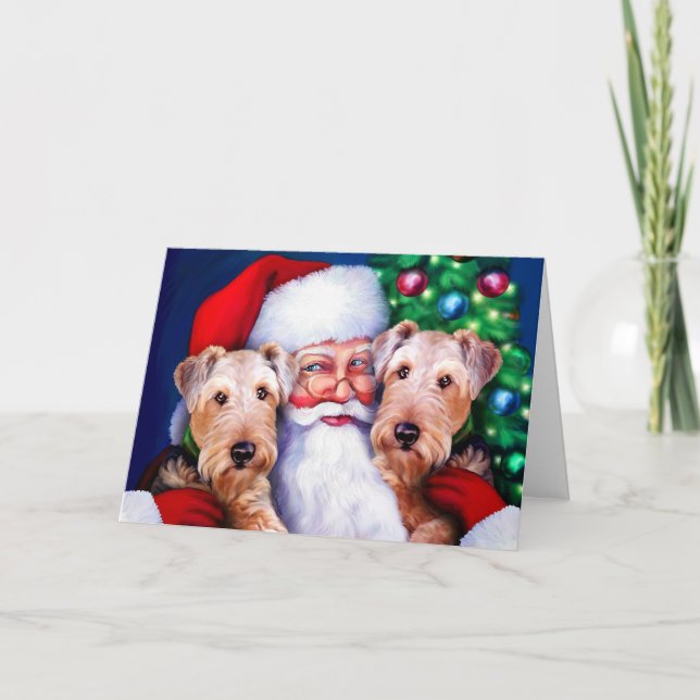 Terrieres de Airedale de Santa en el navidad (Anverso)