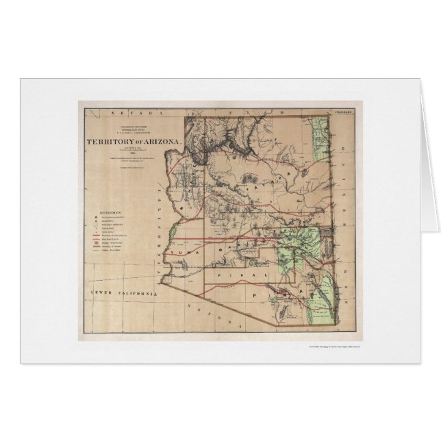 Territorio del mapa 1876 de Arizona (Anverso (Horizontal))