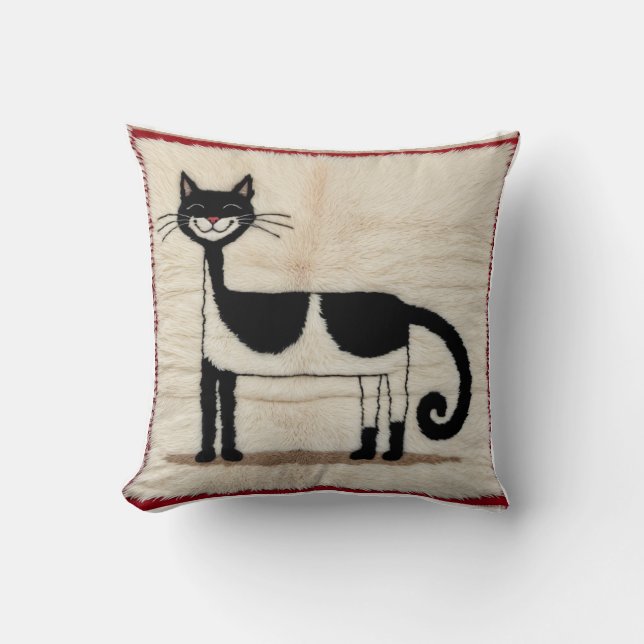 Tesoros turcos: almohadas de Kilim blanco y gato (Anverso)