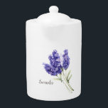 Tetera Acuarela de flores de lavanda<br><div class="desc">Hermoso y moderno,  este ilustracion botánico acuarela de flores de lavanda</div>