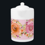 Tetera acuarela floral<br><div class="desc">Tetera acuarela floral con flores pastel y una corona floral que rodea las flores. Gracias a Creative Fabrica por algunos de los elementos del diseño.</div>