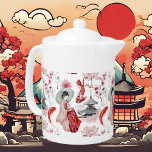 Tetera adorable patrón japonés de azulejos<br><div class="desc">tetera de tintes japoneses adorables</div>