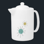 Tetera Aqua Blue Yellow Franciscan Starburst MidCentavo<br><div class="desc">Esta fabulosa tetera moderna de mediados de siglo presenta estallidos franciscanos en azul y amarillo acuático. ¡Haz una declaración retro cuando estés tomando té!</div>