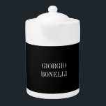 Tetera Blanco negro tu nombre Minimalista personal modern<br><div class="desc">Moderno Diseño Profesional Sencillo.</div>
