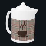 Tetera Café de café marrón de Lover<br><div class="desc">Plaid dice comfy,  y también café. Acogedor con esta estampada de café café con mantas marrones</div>