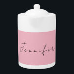 Tetera Caligrafía nombre feminista profesional lisa rosa<br><div class="desc">Diseños modernos y sencillos Minimalistas. Todos son simples,  atractivos,  únicos.</div>