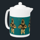 Tetera Cazador inuit fractal<br><div class="desc">Imagen fractal de tono marrón que sugiere a un cazador inuit altamente estilizado, usando ropa de piel tradicional, sosteniendo un arpón con la cabeza de marfil.</div>