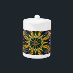 Tetera con diseño de colores brasileños<br><div class="desc">Disfrute de su tiempo de té en nuestra exquisita tetera con los colores cálidos de Brasil y sus brillantes piedras preciosas en un diseño vibrante y lujoso. Esta tetera es más que sólo un elemento funcional; es una impresionante obra de arte que celebra el patrimonio cultural de Brasil. Los cálidos...</div>