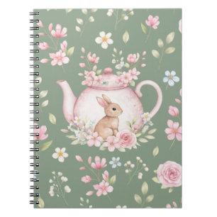 Tetera Conejo Caprichoso Cuaderno Floral Primavera