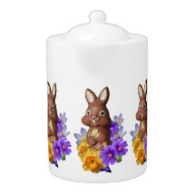 Conejo de chocolate en Pascua con flores