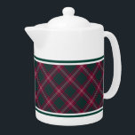 Tetera Crawford Clan Tartan Maroon Plaid<br><div class="desc">Tetera con el patrón tartán de clan de la familia Crawford. Tradicional escocés vintage de 1842 en marrón,  verde y blanco. Elija entre dos tamaños. Hay disponibles teacups y tazas coincidentes.</div>