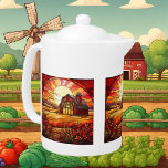 Tetera cristales tiernos lindo Country Farm<br><div class="desc">linda faux vidrieras Country Farm teapot</div>