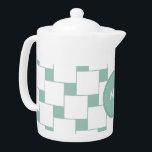 Tetera Cuadrados trenzados divertidos Mint Green<br><div class="desc">Divertido y estiloso diseño de cuadros trenzados modernos. Se muestra aquí en Mint Green para ese aspecto de Moda total - con una plantilla de monograma extraíble</div>