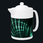 Tetera Curvas punteadas en combinación de verde selva y n<br><div class="desc">Esta imagen era original de las líneas una que yo sometí a un efecto de 'ondas' - en un editor de imágenes - y se convirtieron en zag zig, más un efecto 'fractal' para repetirlas y, algunos efectos de color y se convirtieron en un brillante y atractivo con un 'baño...</div>
