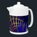 Tetera Curvas puntiagudas de verde limón a coral y azul<br><div class="desc">Esta imagen era original de las líneas una que yo sometí a un efecto 'ondas' - en un editor de imágenes - y se convirtieron en zig zag, más un efecto 'fractal' para repetirlas y, he cambiado los colores (extraídos y reemplazados) originando muchas versiones diferentes, una de las cuales me...</div>