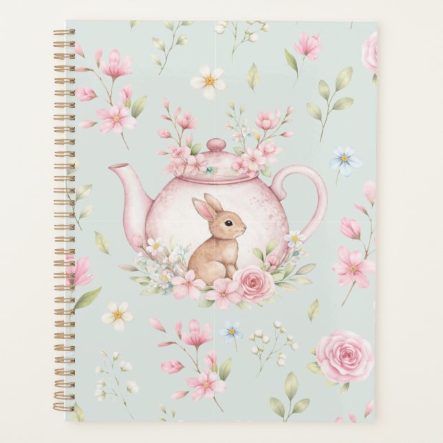 Tetera de conejo caprichoso Cuaderno floral de pri (Anverso)