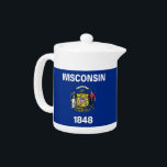 Tetera de la bandera del estado de Wisconsin<br><div class="desc">Añade un toque de orgullo a Wisconsin a tu hora del té con nuestra exclusiva tetera con la bandera de Wisconsin! Esta tetera, elaborada con meticulosa atención a los detalles, es más que un simple artículo de cocina funcional; es una celebración del legado y orgullo cultural de Wisconsin. El elegante...</div>