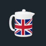 Tetera de la Bandera del Reino Unido<br><div class="desc">Tetera elegante con bandera del Reino Unido. Este producto es su personalizable.</div>