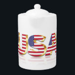 Tetera de la Bandera Patriótica de los Estados Uni<br><div class="desc">Teteras de la bandera de los Estados Unidos - Estados Unidos de América - Bandera Americana - Patriótica - Día de la Independencia - 4 de julio - Personalizable - Elegir / Añadir su texto único / color / imagen - Hacer su regalo especial de la tetera - Redimensionar y...</div>