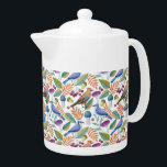 Tetera de porcelana con pájaros y diseño de bosque<br><div class="desc">Tetera de porcelana con un diseño de bosques naturales de bonito con aves,  hojas y setas. Disponible como colección. Haría un hermoso regalo.</div>