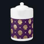 Tetera de porcelana Regal Purple y Gold Shell<br><div class="desc">Tetera de porcelana Regal Purple y Gold Shell</div>