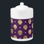 Tetera de porcelana Regal Purple y Gold Shell<br><div class="desc">Tetera de porcelana Regal Purple y Gold Shell</div>