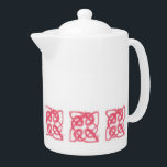 Tetera de porcelana ROSA CELTIC KNOT<br><div class="desc">El diseño de esta tetera de porcelana ROSA CELTIC KNOT es un dibujo original de lápiz de color de hilo rodante suave y borroso rosa de lana rosada enrollado en un nudo celta. * Los productos de correspondencia están disponibles en la categoría CELTIC KNOTS de mi tienda. ** Si quieres...</div>