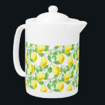 Tetera del árbol de limón<br><div class="desc">Tetera de la porcelana con un diseño amarillo soleado del limón.</div>