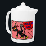 Tetera del CAT de NINJA de los melios<br><div class="desc">¡Derecho de los tebeos del jején - el melio es "CAT de NINJA", el alter ego del super héroe del gato apacible! ¡Él es un ninja cauteloso del super héroe felino con las garras afiladas de la justicia! Diseño original. El "jején" y todos los caracteres y logotipos relacionados son propiedad...</div>