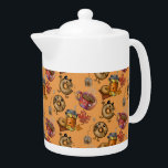 Tetera Douglas y té adorables<br><div class="desc">Doughnut adorable con té,  acogedor patrón de otoño. Artes adorables por Erin Cooper</div>