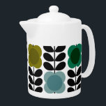 Tetera Estén de flores orla Kiely Spot, verde azul<br><div class="desc">¿No es esto un patrón alegre? ¡Tiene esa vibra súper reconocible de Orla Kiely, por supuesto! Imaginen hileras de estas divertidas y estilizadas flores floreciendo por todo el lugar. Están sentados encima de su diseño clásico de Stem, esos tallos negros impecables con sus pequeñas formas de hojas. Cada flor es...</div>