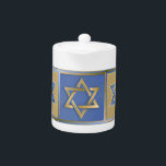 Tetera Estrella Judaica De David Metalizado Gold Blue<br><div class="desc">Está viendo la colección de diseño de Lee Hiller. Coleccionista,  ropa,  regalos y objetos de colección Lee Hiller Photography o colección de arte digital. Puedes ver su fotografía de la naturaleza en http://HikeOurPlanet.com/ y seguir su blog de senderismo dentro del Parque Nacional de Hot Springs.</div>