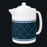 Tetera Familia Armstrong Tartan Royal Blue and Green Plag<br><div class="desc">Tetera con el patrón tartán del clan Armstrong. Tradicional escocés vintage de 1842 en tonos verdes y azules con acentos negros y rojos. Se ofrecen tazas y tazas de té que coinciden.</div>