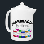Tetera Farmacéutico retirado<br><div class="desc">El diseño está formado por botellas de prescripción coloreadas hechas a mano y retiradas de la farmacia con etiquetas.</div>