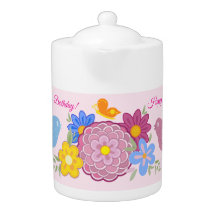 Feliz cumpleaños Flores salvajes Patrón de aves en