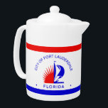 Tetera Flag of Fort Lauderdale, Florida<br><div class="desc">Teapot with a design with the flag of Fort Lauderdale,  Florida. A white,  red and blue flag</div>