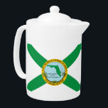 Tetera Flag of Hollywood, Florida<br><div class="desc">Teapot with a design with the flag of Hollywood,  Florida. A white flag with a green St. Andrew’s cross and a city seal in the center</div>