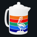 Tetera Flag of St. Petersburg, Florida<br><div class="desc">Teapot with a design with the flag of St. Petersburg,  Florida. A flag with orange,  red,  green,  blue,  and navy blue stripes with a symbol of white pelican</div>