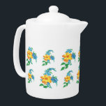 Tetera Flor amarilla y azul<br><div class="desc">Este bonito diseño floral aporta un toque clásico y un toque elegante y suave a su hogar.</div>