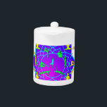 Tetera Flor Lotus Con Polos De Yoga<br><div class="desc">Un diseño colorido de una flor de loto y algunas posiciones de yoga,  asanas. teteras personalizados. Idea de regalo.</div>