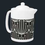 Tetera Floral de abstracto de cosecha en blanco y negro<br><div class="desc">Interesantes y minimalistas son las palabras que vienen a la mente al mirar este clásico patrón retro abstracto de floral en blanco y negro que es, oh, tan art deco y muy elegante. Este patrón de una época pasada se traduce perfectamente en la moda y en la decoración casera. El...</div>