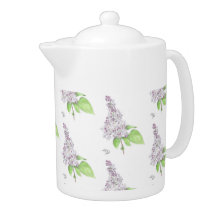 Tetera floral del bosquejo de la lila