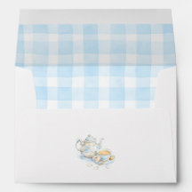 Tetera floral taza de té lazo azul gingham