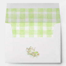 Tetera floral Taza de té Lazo verde Gingham