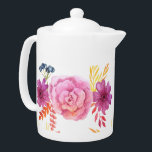 Tetera Flores de color morado blanco<br><div class="desc">Tetera púrpura con el patrón de flores dibujadas a mano morada/lavanda/violeta | Si necesita un elemento coincidente,  por favor envíeme un mensaje</div>