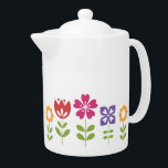 Tetera Flores de primavera brillantes y coloridas moderna<br><div class="desc">Filas de flores de colores vivos y llamativos.</div>