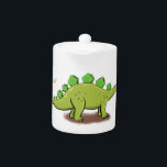 Tetera Funny stegosaurus dinosaur personalizado<br><div class="desc">Este divertido cartel presenta a nuestro personalizado de dinosaurios estegosaurios verdes. Añade tu propio texto para hacerlo especial.</div>