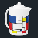 Tetera Geometría Minimalista mondrina De Stijl Arte Moder<br><div class="desc">Diseño de bloques de color rojo, azul, amarillo y blanco, de arte moderno Minimalista mondriano De Stijl. Este sencillo diseño presenta formas geométricas modernas y bloques de colores gráficos en líneas negras audaces, blanco y colores primarios brillantes. Está inspirado en las obras abstractas de Piet Mondrian y en el movimiento...</div>
