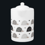 Tetera Hedgeogs y corazones<br><div class="desc">Cuto erizo y patrón cardíaco. Gris, marrón y blanco.</div>